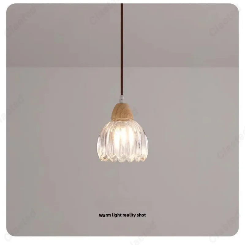 Description Picture 3 of itemLED Retro E27Wooden Art Headboard Glass Pendant Light Flower Pendant Light Living Room Dining Room Staircase Glass Ceiling Light