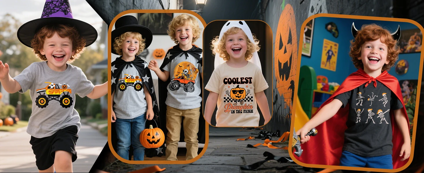 Toddler Baby Girl Boy Halloween shirt Short Sleeve Pumpkin Shirt Crewneck Retro Top Fall Outfit