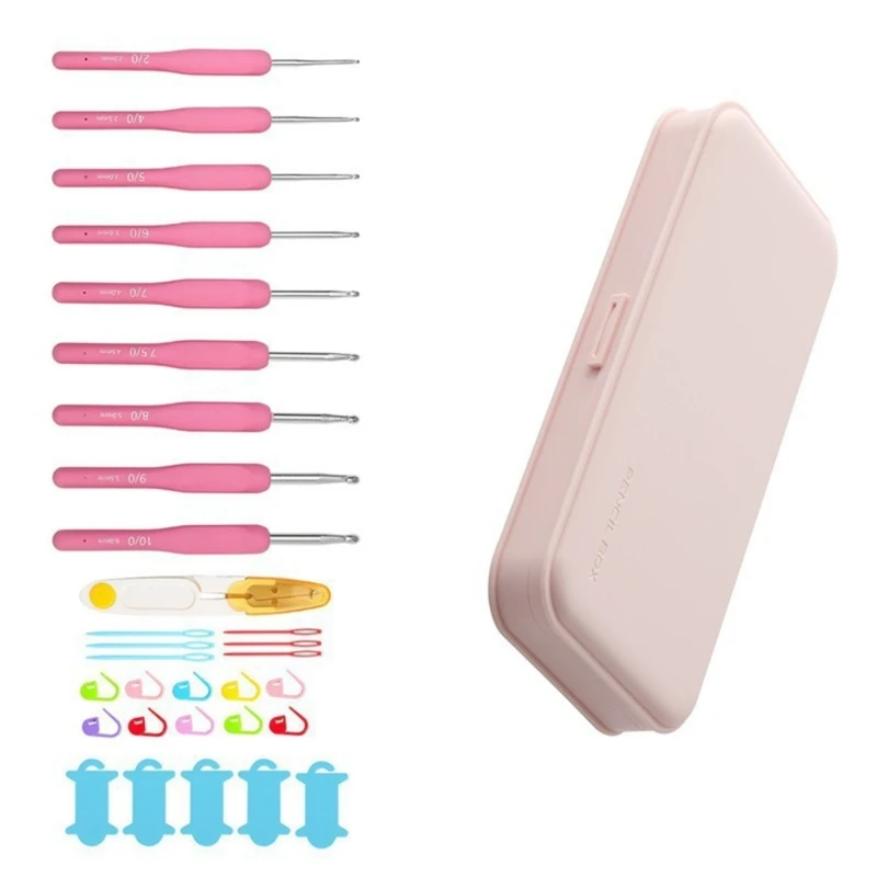 뜨개질을 하는 원사 공예 프로젝트에 대 한 뜨개질 마커 바느질 바늘과 9Pcs 대형 실리콘 크로 셰 뜨개질 후크 바늘