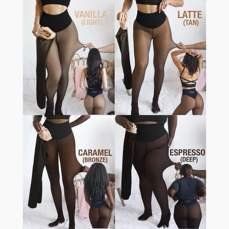 Thermal Fleece Lined Transparent Skin Tight Pants Front And Back Single Line Stitched Winter Warm Pantyhose Sexy Leggings