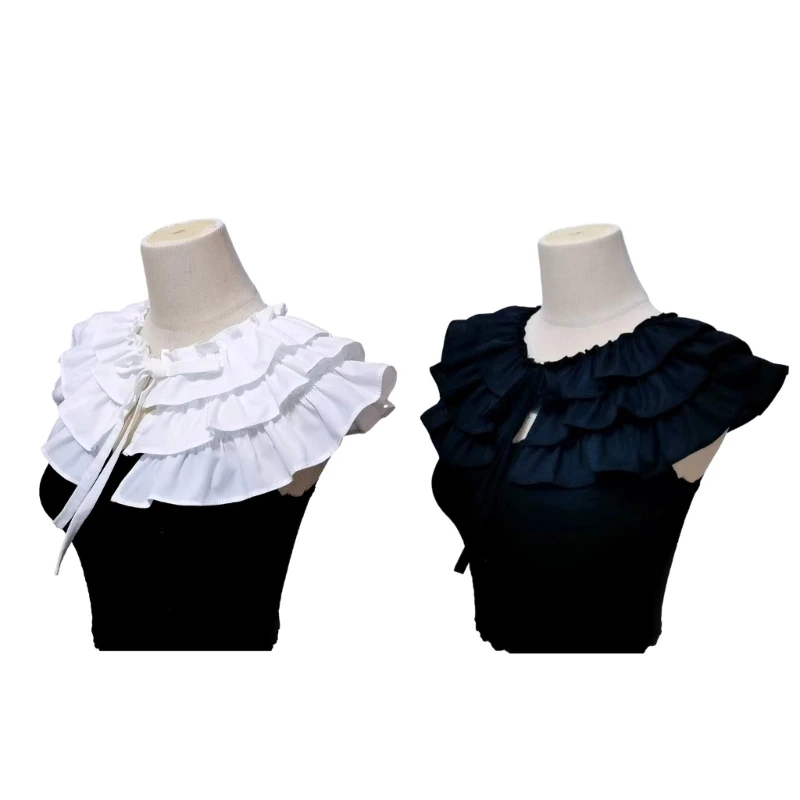 

Layered Collar Ruffled Collar White Color Sweet Large Lapel Collar for Shirt Drop shipping
