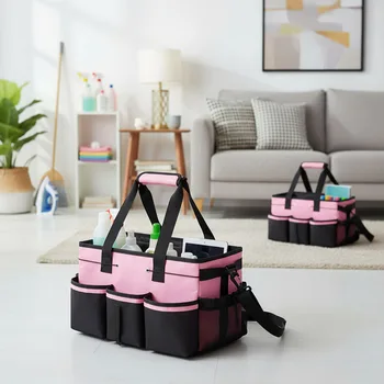 Grande Borsa Portaoggetti Multifunzionale, Organizzatore Portatile per Attrezzi con Tasche Multiple, Tasche in Rete, Tasca Impermeabile e Sacchetto per Rifiuti