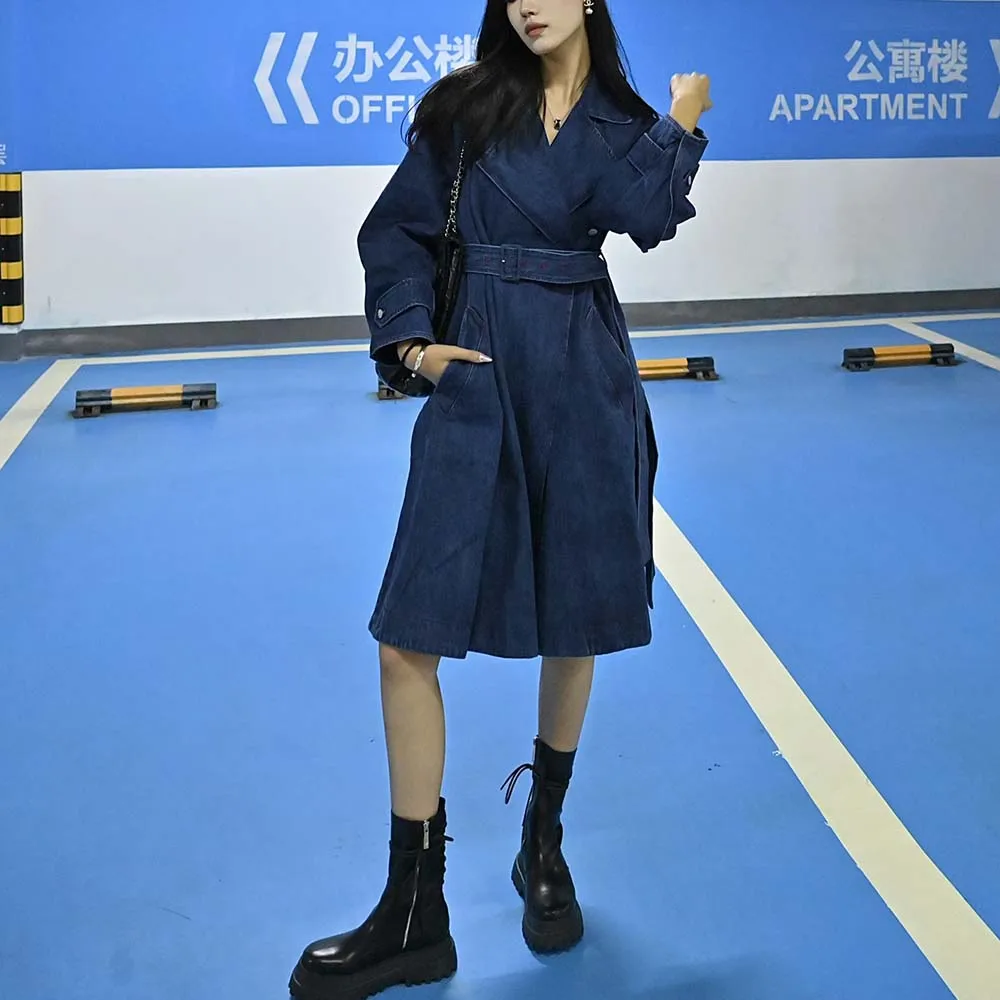 

2023 Autumn & Winter New Women Jacket Y2k Niche Design Casual Fashion Loose Cowboy Clash Color Washed Windbreaker Tops