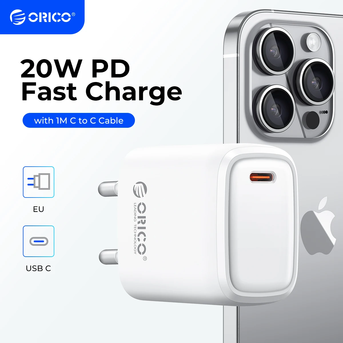 

Зарядное устройство ORICO USB Type-C с поддержкой быстрой зарядки, 20 Вт