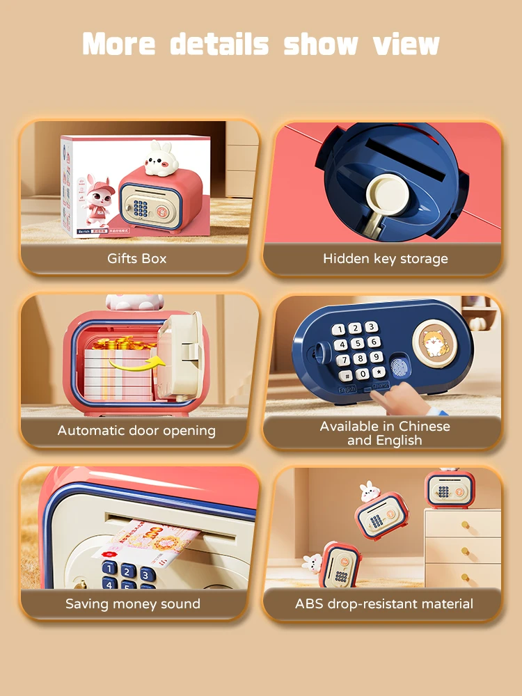 Kids Electronic Piggy Bank Cash Coin Password Automatic Mini ATM With Music Boy Money Box Education For Children Gifts 5