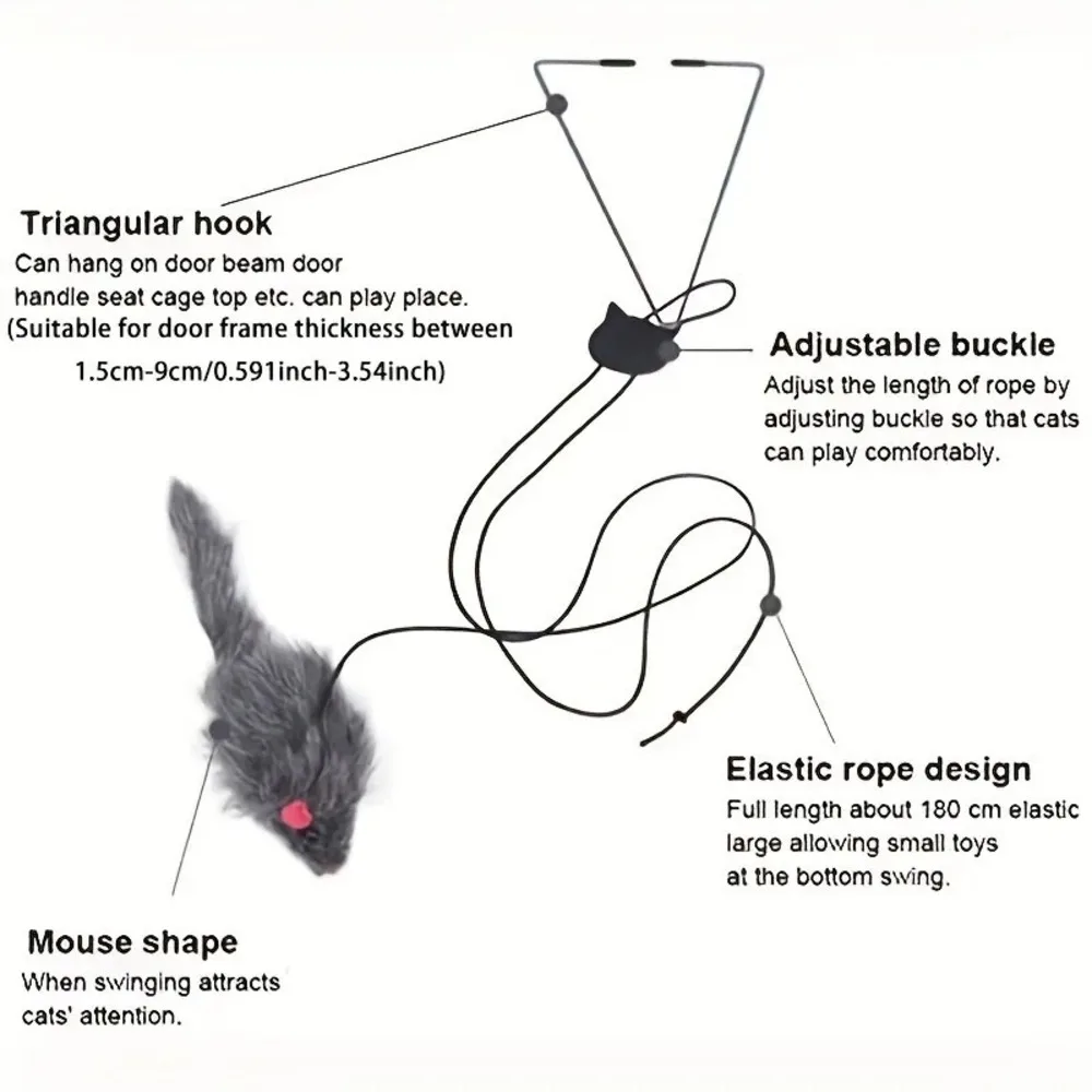 Cat Interactive Toy Simulation Mouse Hanging Door Retractable Cat Interactive Toy Scratch Rope Mouse Pet Supplies - Image 3