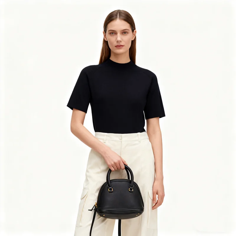 Spring New Shell Women's Handbag Trendy Shoulder Crossbody Bag Street Style PU Material Small Size Soft Shape Zipper Opening