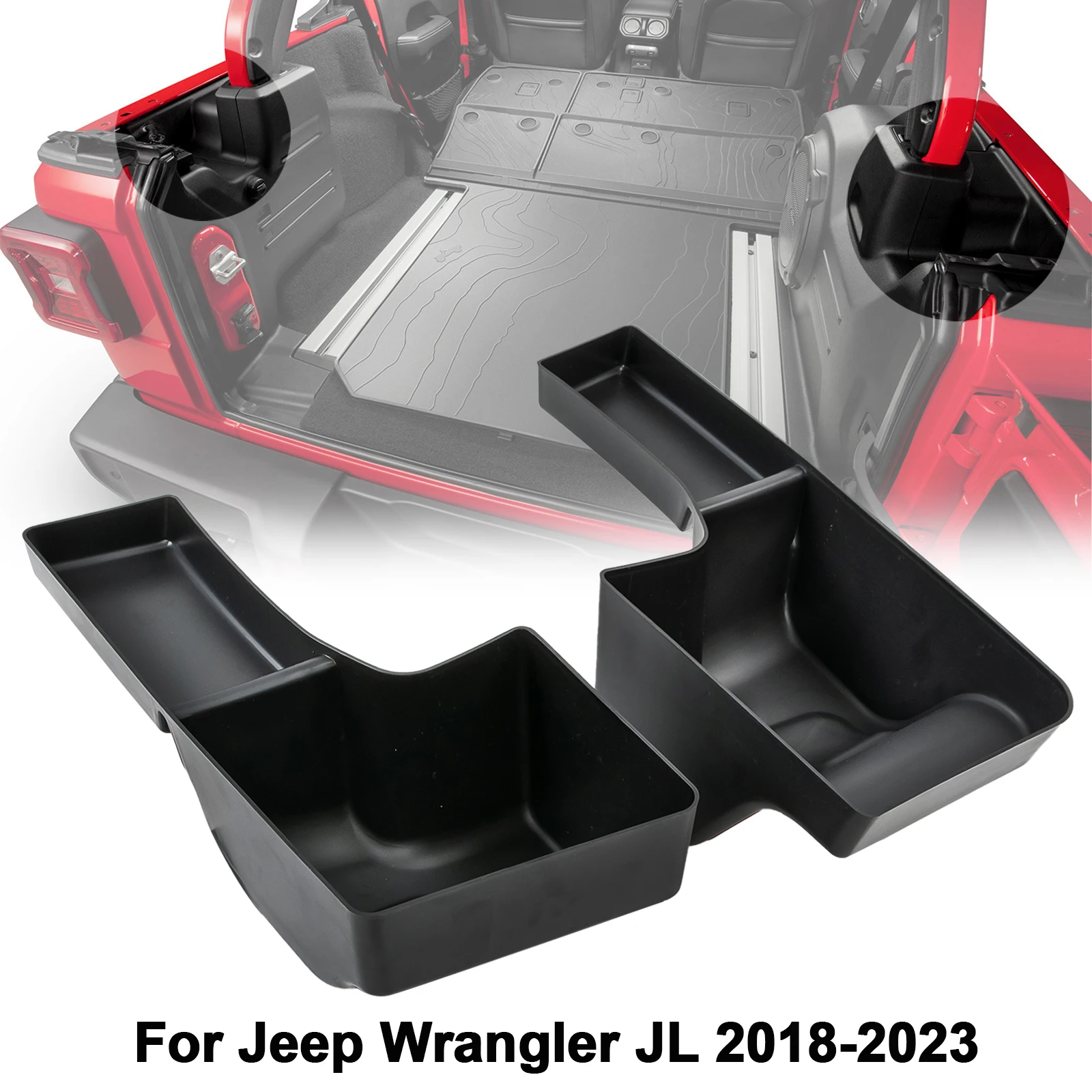 Car Wheel Well Storage Cargo Trunk Organizer For Jeep Wrangler JL Rear