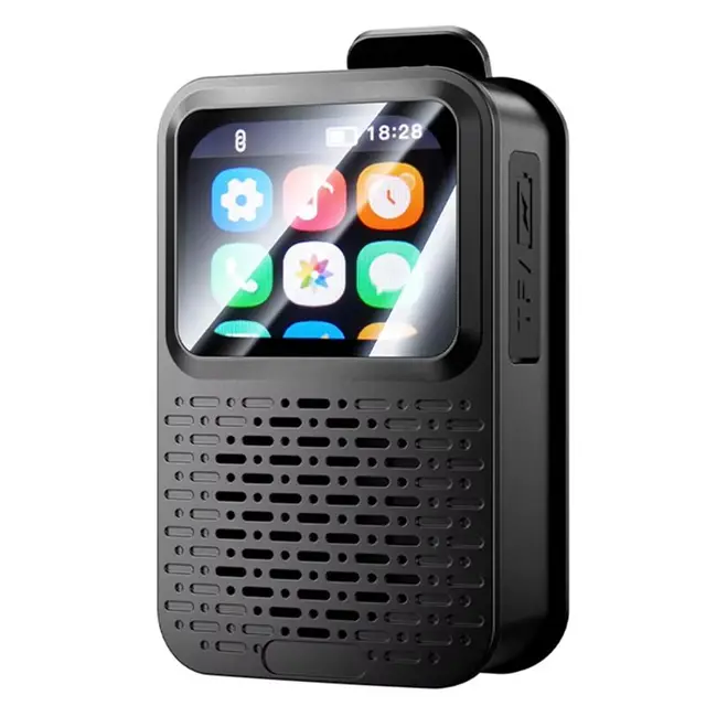 T10C!Alarm Clock Smart Speaker Wearable IPX5 Waterproof Smart Screen Powerful Bass Subwoofer Touch Screen Wireless Player Black