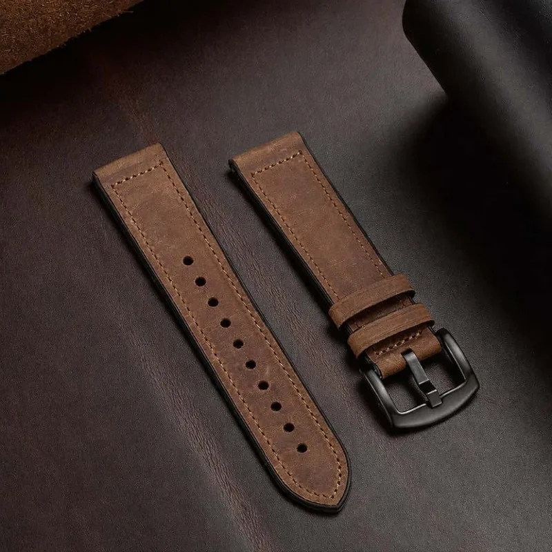 Vintage Leather Smart Watch Strap, Premium 20mm/22mm Bracelet