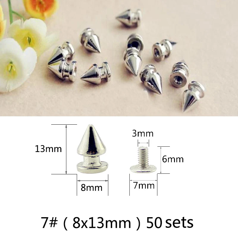 EXCEART 40Pcs Punk Studs Cono Spikes Punk Grandi Rivetti In Pelle - Foto 7