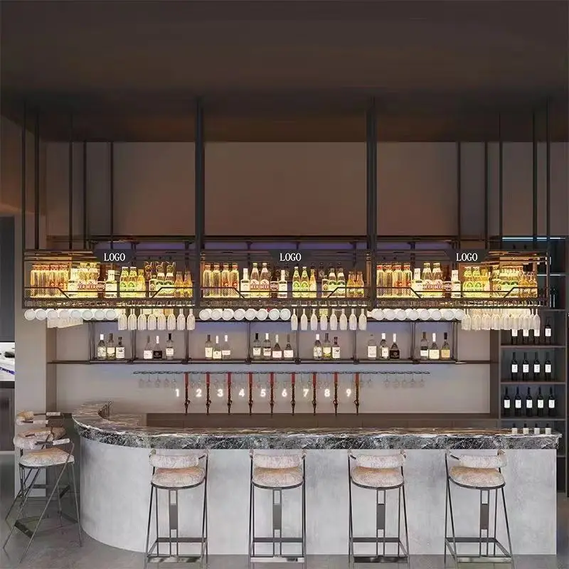 Bar Hanging Cabinet Bar Counter Showcase Wine Rack Hanger Wrought Iron Wine Cabinet Restaurant Glass Customization 캐비닛