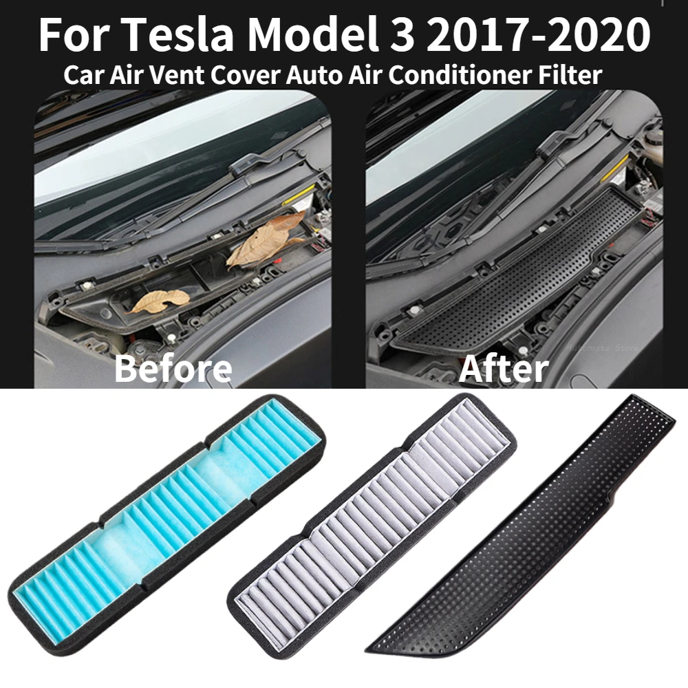 Car Air Flow Vent Cover Trim for Tesla Model 3-Air Filter Accessories Anti-Blocking Intake Protection car air flow vent cover