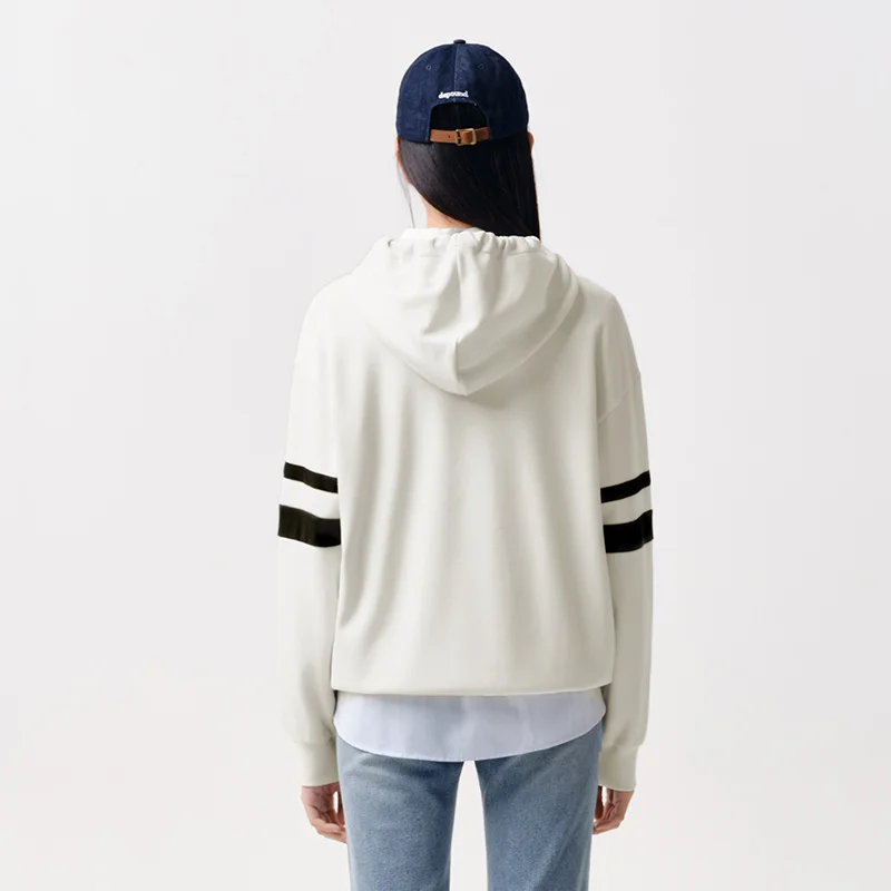 Semir Hoodie Women Letter-printed Loose Drop-shoulder Hooded Pullover Casual and Elegant Spring Individual Printed Top 6
