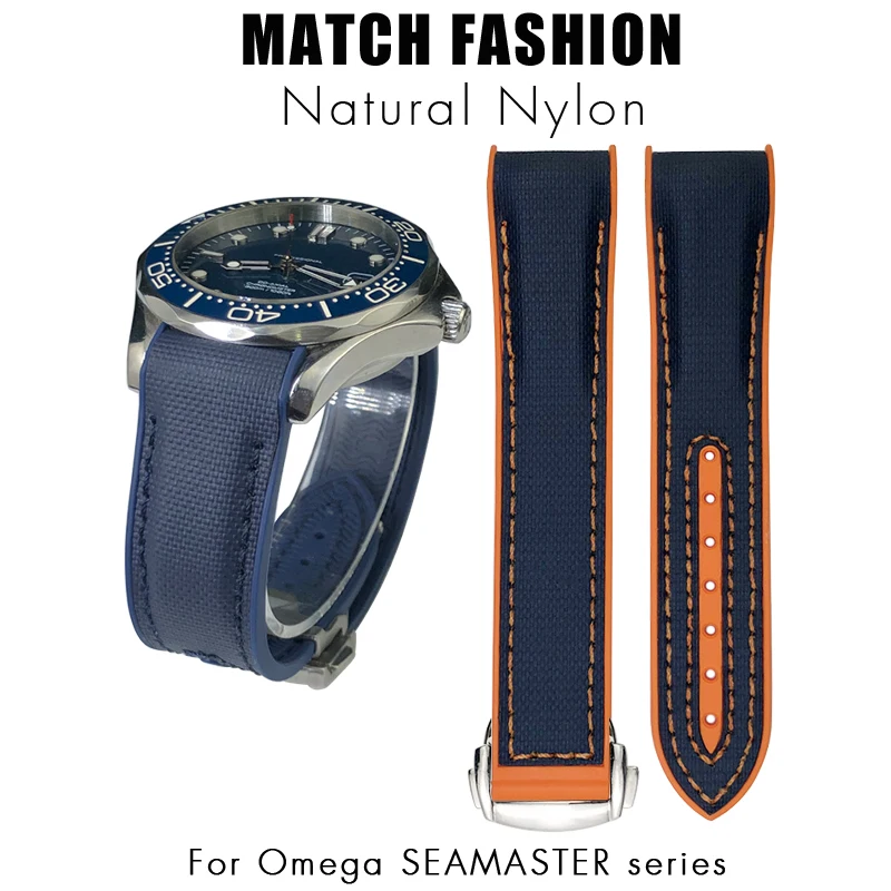 

Rubber Nylon Leather Watchband 19mm 20mm 22mm 21mm Fit for Omega Planet Ocean Seamaster S-Watch Diver 300 Silicone Watch Strap