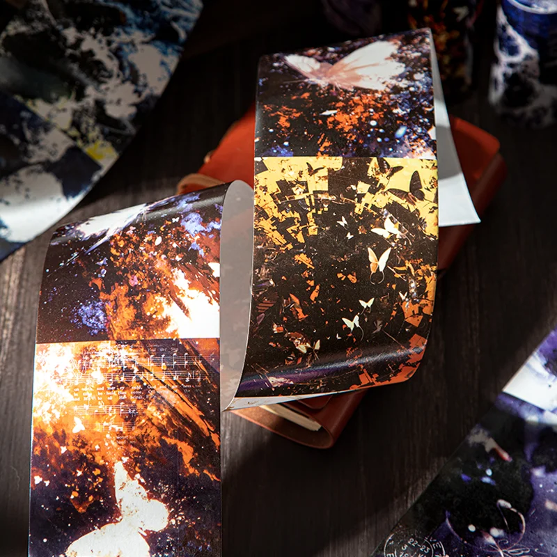 Mr.Paper 오버사이즈 다크 고딕 와시 테이프, 무디 버터플라이 & 추상 배경 장식 테이프(스크랩북킹 및 이타백 DIY용)