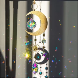 Moon and Stars Crystal Sun Catcher Pendant - Hanging Window Decor & Light Reflections (Ty - dyl - 0201)