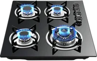 Gas Stove Cooktop Hob Panel Built In Gas Stove Tempered Glass Surface Stove Cooker LPG/NG Countertop Electronic Ignition Cast Ir 1