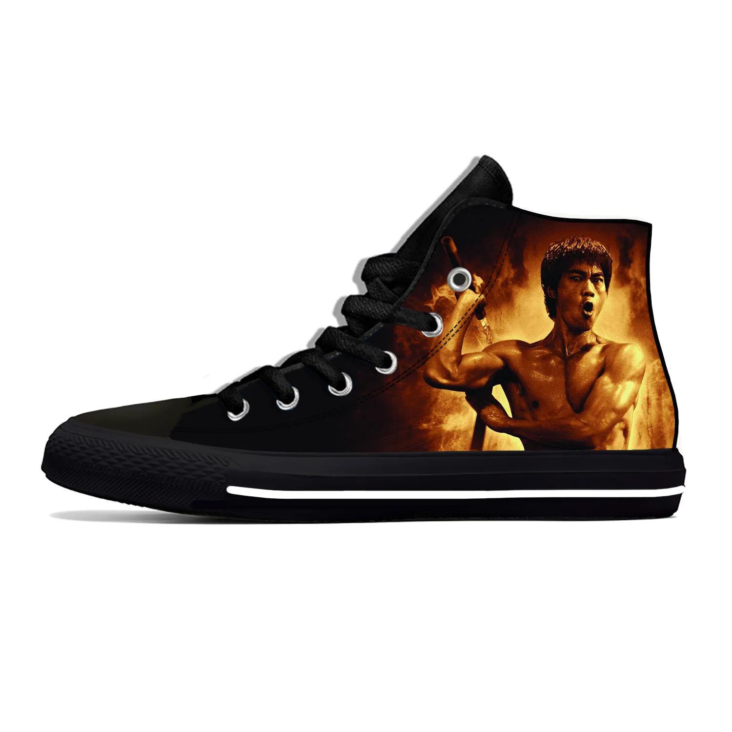 

Hot Anime Cartoon Kung Fu Legend Bruce Lee Dragon Casual Cloth Shoes High Top Lightweight Breathable 3D Print Men Women Sneakers