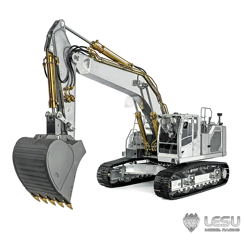 In Stock LESU 945 1/14 Metal RC Hydraulic Excavator Remote Controlled Digger Black Tracks Model Kits New Model Light Toys 2