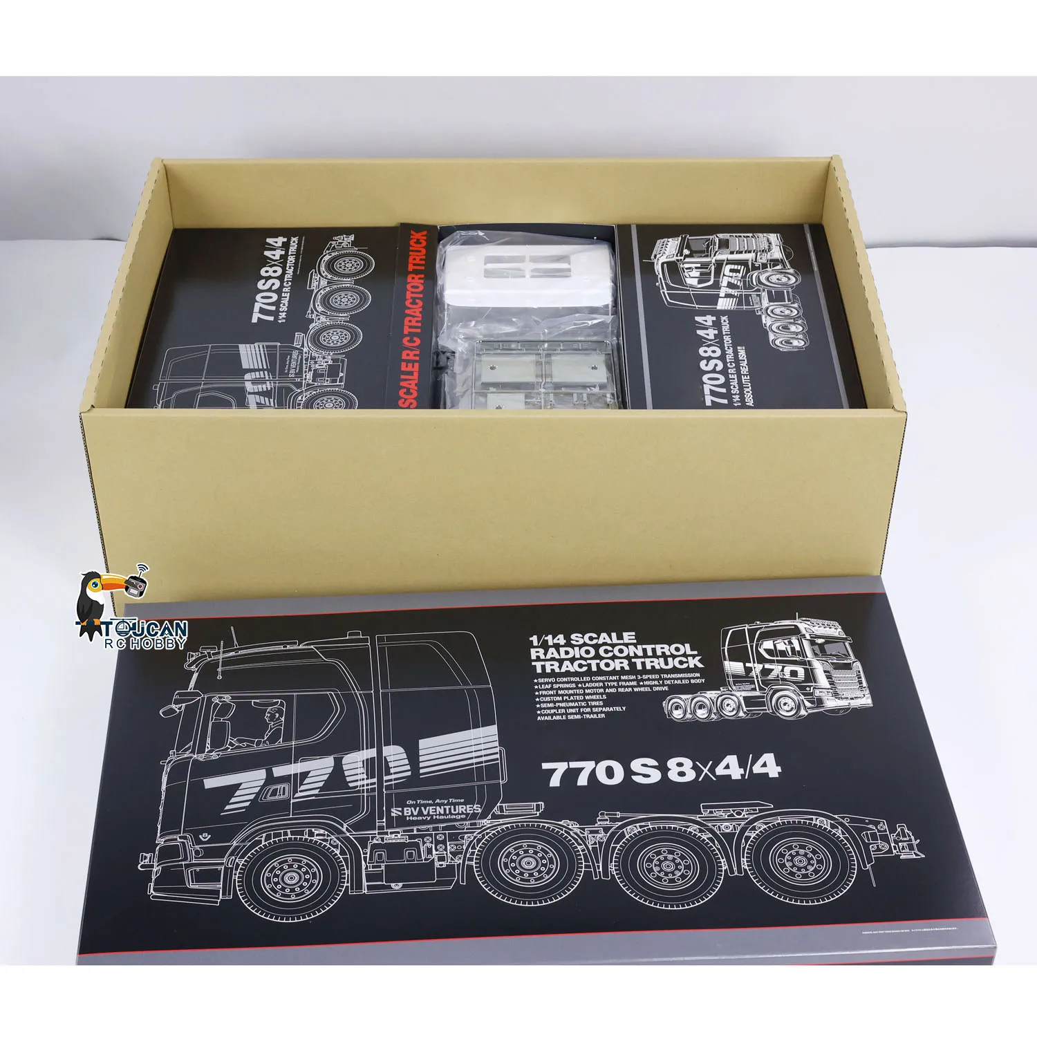 6X4 1/14 770S RC Tractor Truck 56373 Silver 3-speed Remote Control Painted Car Motor Model Kit Vehicle Toys for Boys 2