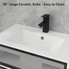 30” Floating Bathroom Vanity with Sink Combo, Modern Wall Mounted Cabient with 2 Glass Doors Drawers Storage 5