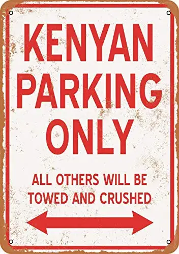

for Garage Home Garden Store Bar café 12x8Inch,Kenyan Parking Only,Wall Art Funny Vintage Looking Metal Sign Decor Bar Pu