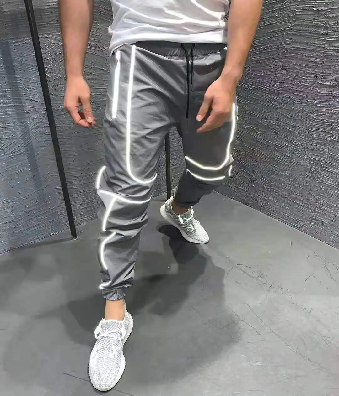 alibaba pants 2022 reflective night running thin section quick-drying fitness training basketball hip-hop jogging sweatpants men's trousers sweatpants