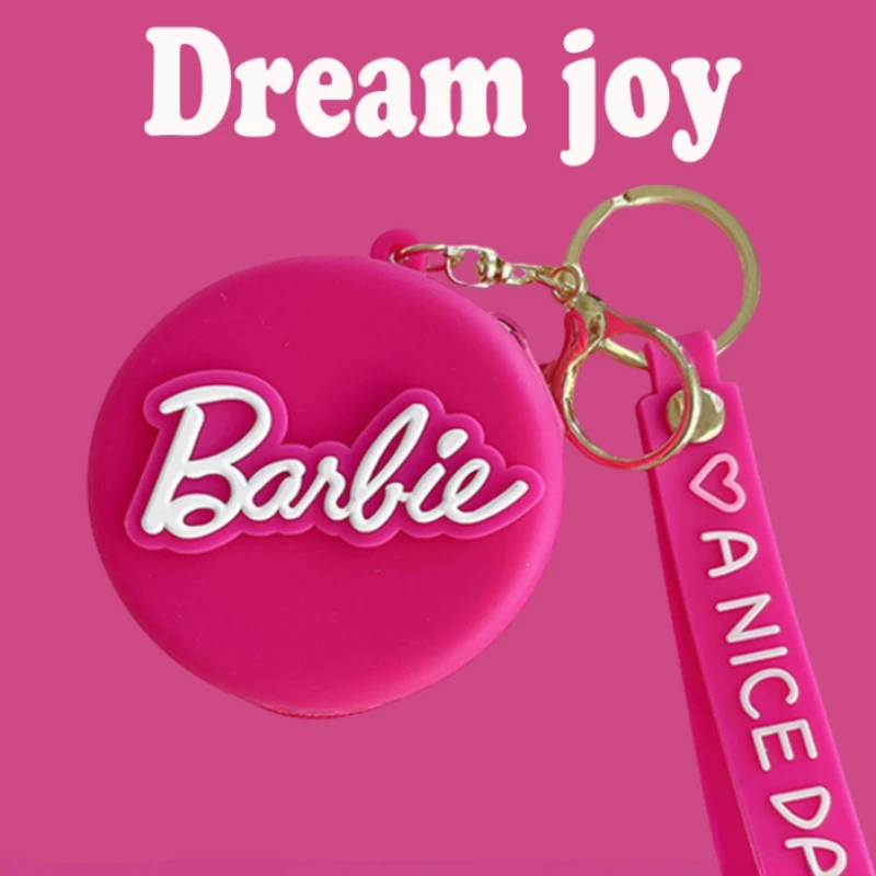 Kawaii Pink Barbie Coin Purse Key Chain Fashion Bag Pendant Lanyard Case Headphone Storage Accessories Toys for Girls Women Gift 10pc round metal push lock closure catch clasp bag tongue buckles leather craft women bag purse handbag shoulder bag accessories