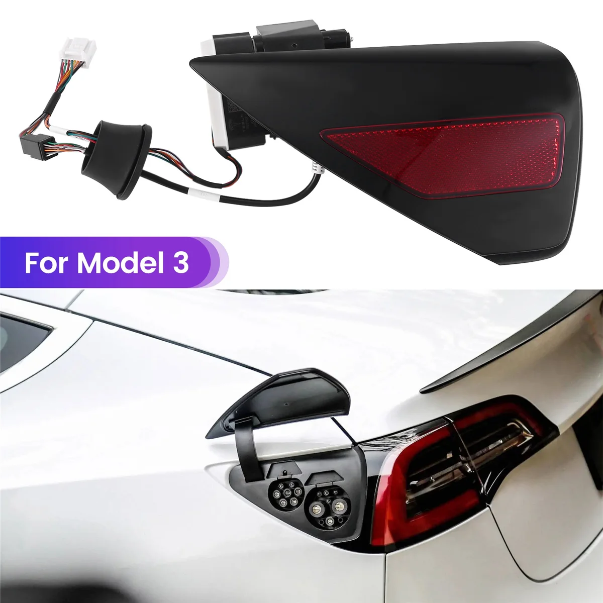 

For Tesla Model 3 European Version Charging Port Cover Plate Charging Port Base Assembly with Motor Bracket 1448200-00-B