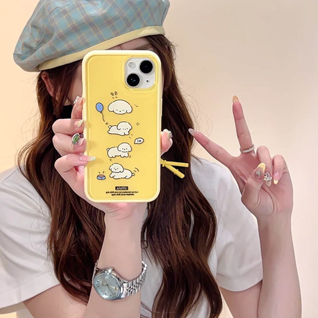 Custodia Protettiva Antiurto 2 In1 Elegante Simplicity Cute Cartoon White Puppy Dog Per Iphone 15 14 13 12 Pro Max