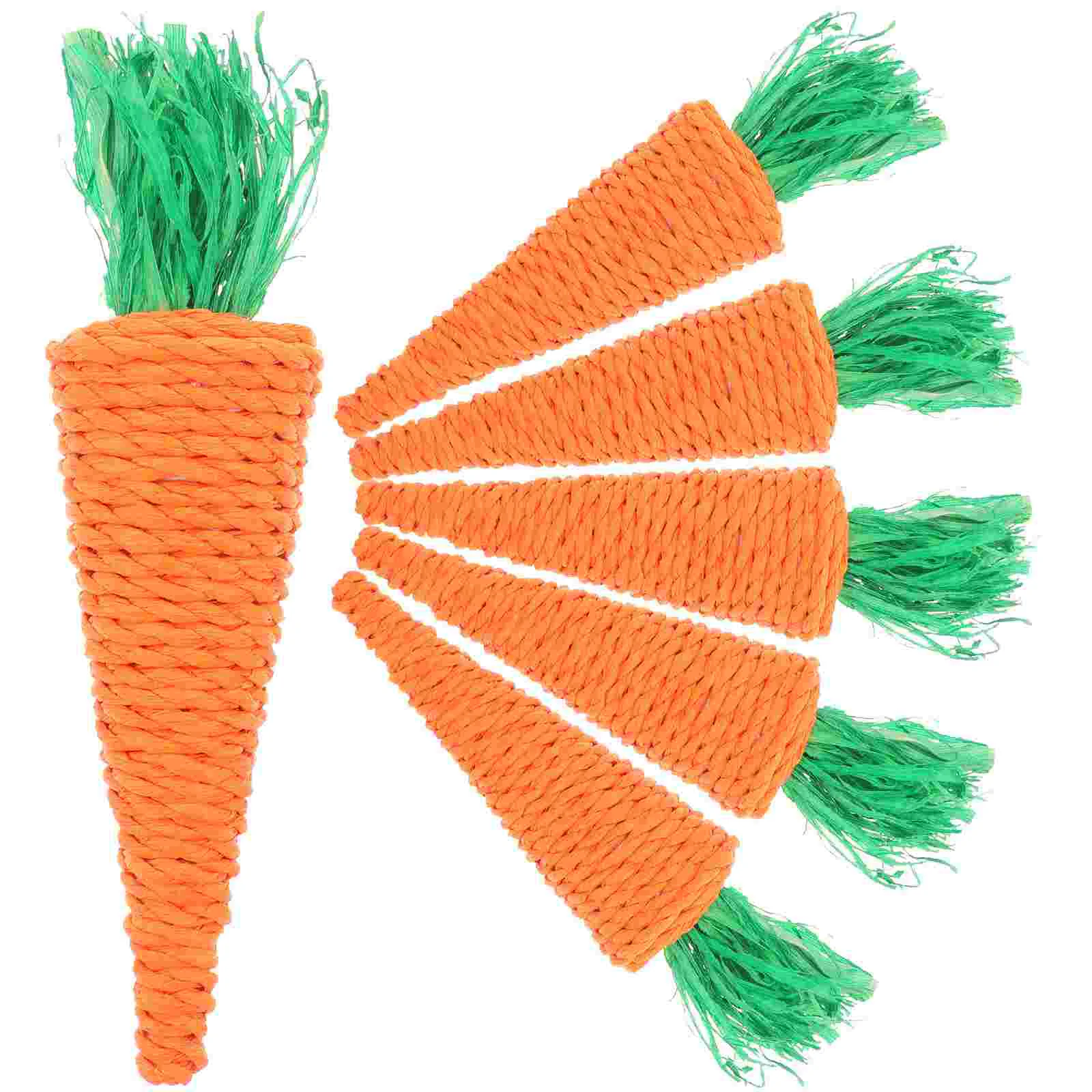 

6 Pcs Carrot Pet Supplies Small Toy Dog Toys Straw Chewing Woven Radish Rabbit Paper Rope Molar Biting Parrot