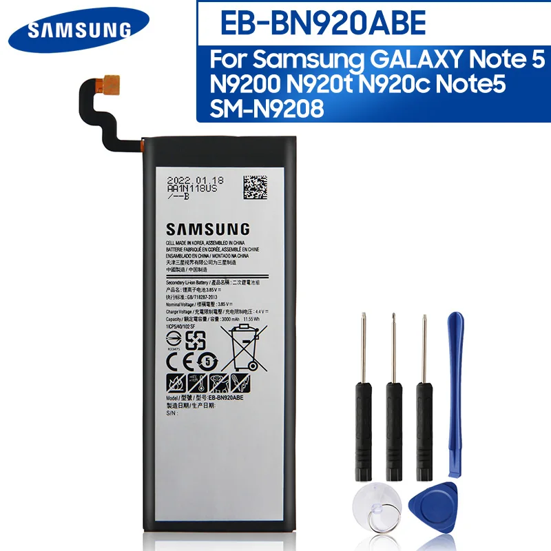Оригинальная замена аккумулятор телефона EB-BN920ABE для Samsung GALAXY Note 5 N9200 N920t N920c Note5