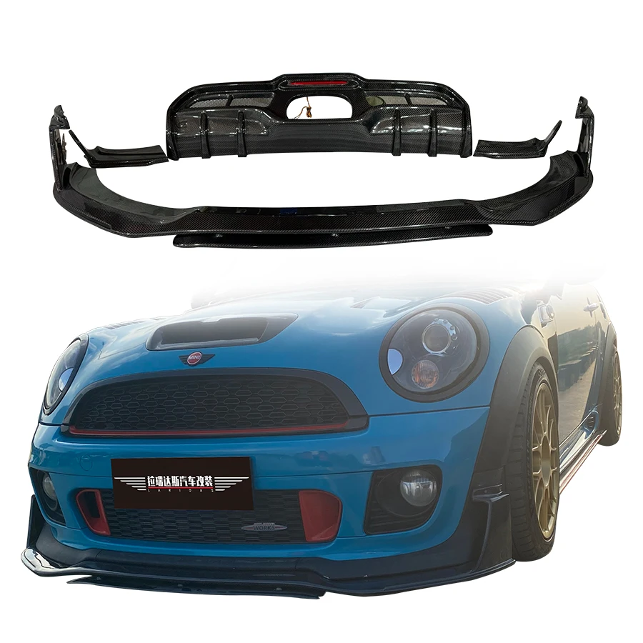

Передняя губа из углеродного волокна, задний диффузор для MINI JCW COOPER S R56 R57 R58 2007-2012, автомобильные Внешние аксессуары, комплект кузова