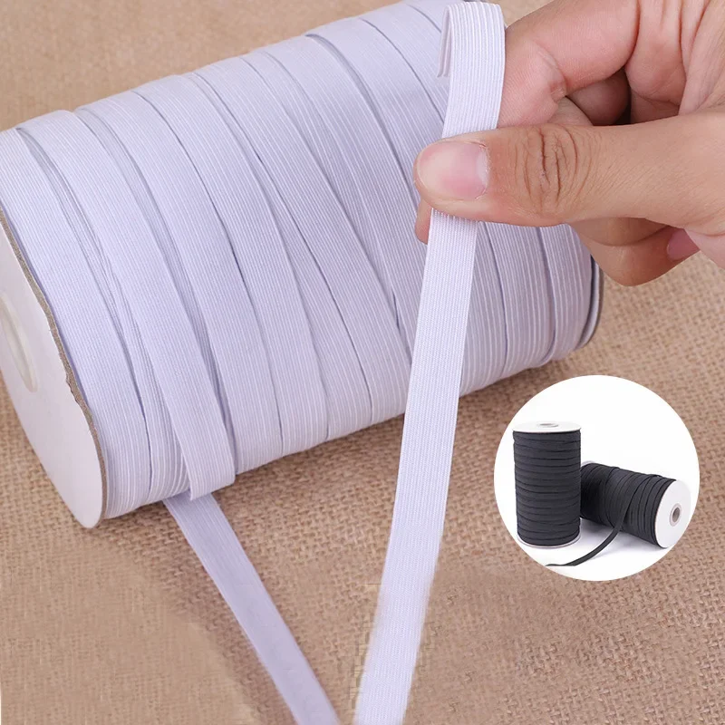 5yards/Lot 3/6/8/10/12mm White/Black High Elastic Sewing Elastic Band Fiat Rubber Band Waist Band Stretch Rope Elastic Ribbon