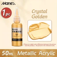 Marie's Crystal Golden Metallic Acrylic Pigments,1pc 50ml/1.69 oz/Tube for Glass and Wood,Pearlescent Paints for Adults,Artists 1