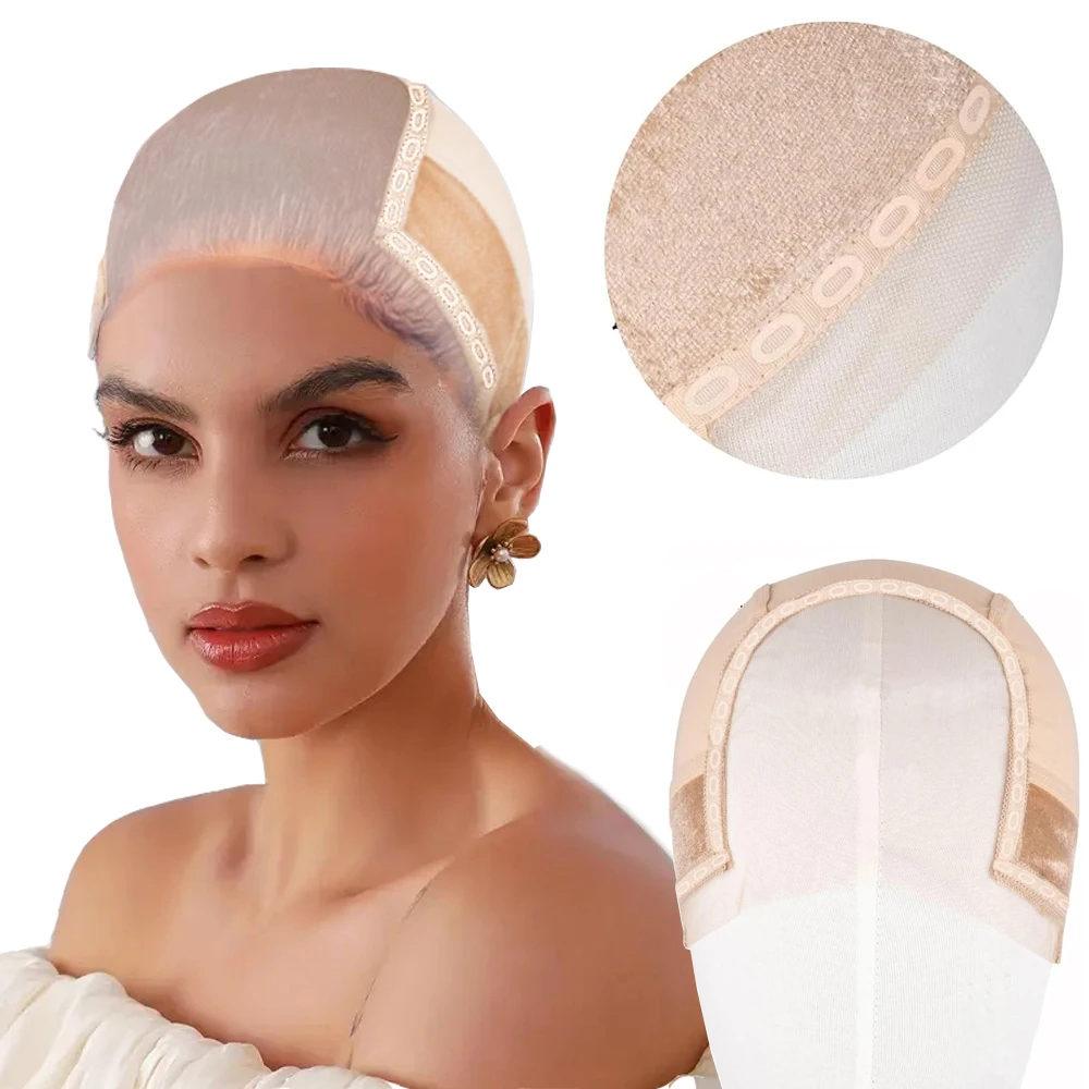 Adjustable Non-Slip Lace Wig Cap with Silicone Grip Transparent 4x5 Wig Gripper Secure Fit Breathable Glue-Free Design wig caps