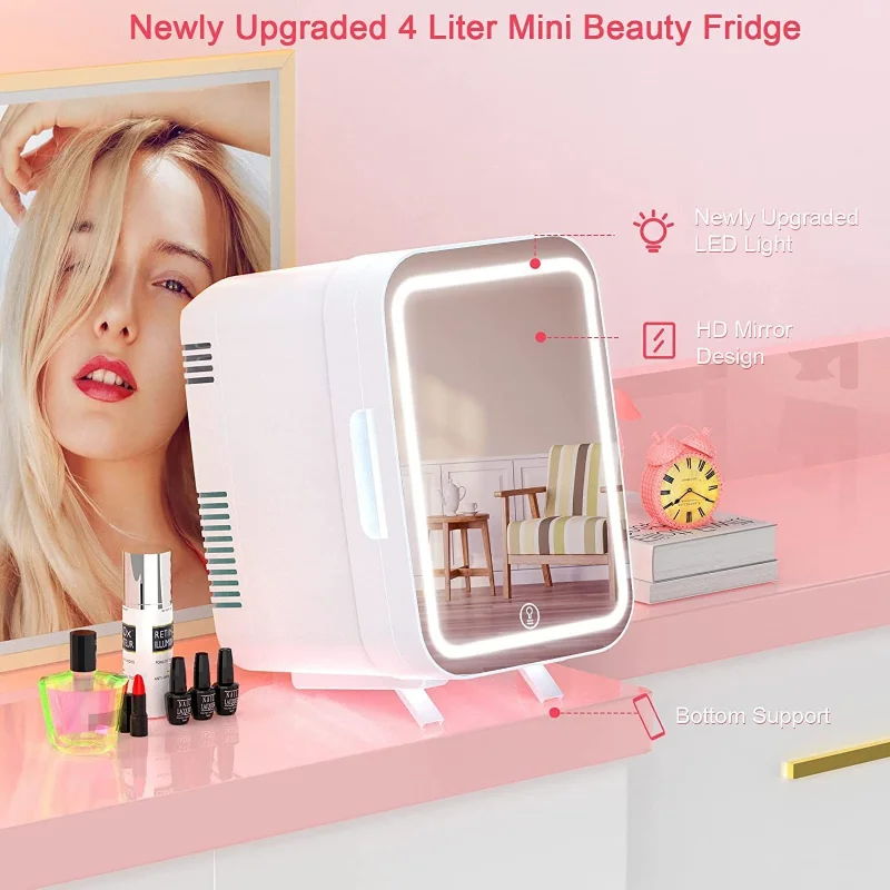 Flash Deal]Mini nevera portátil de 4L de capacidad, para maquillaje de  belleza, cuidado de la piel, cosméticos, refrigerador compacto con espejo  LED [Stock en EE. UU.] - AliExpress