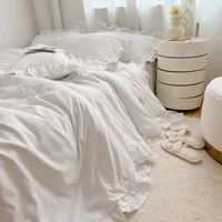 White Ruffled Lightweight Farmhouse Shabby Boho Chic Bedding-Ultra Soft  Microfiber Set ( Bedspread +Quilt Cover+ Pillow Sham) 3