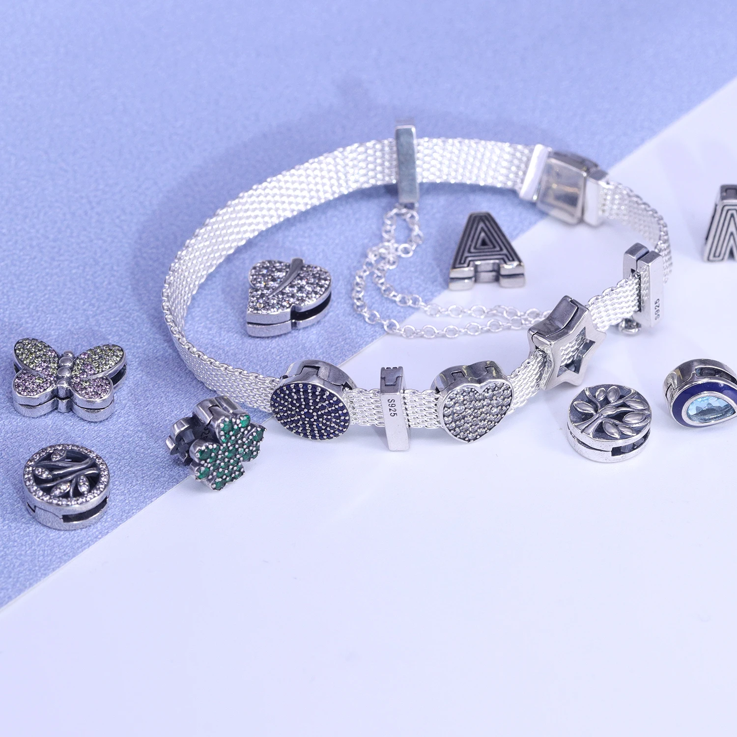 New Original 925 Sterling Silver Alphabet Clip Stopper Charms Beads Fit Pandora Reflections Bracelet DIY Women Jewelry beads charms