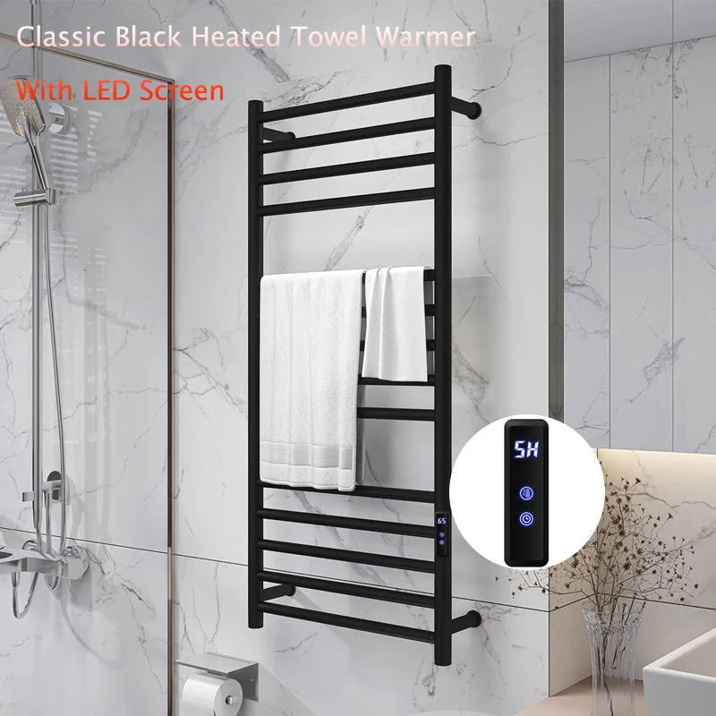 2023 Classic Black Heated Towel Warmer Large Size 110x52x12cm 110-240V 304  Stainless Steel Towel Bar For Bathroom and Toilet - AliExpress