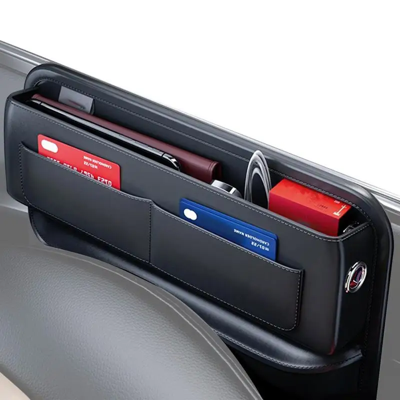 Caja de almacenamiento para hendidura de asiento de coche, organizador de relleno, soporte de almacenamiento, bolsillo lateral, cuero PU