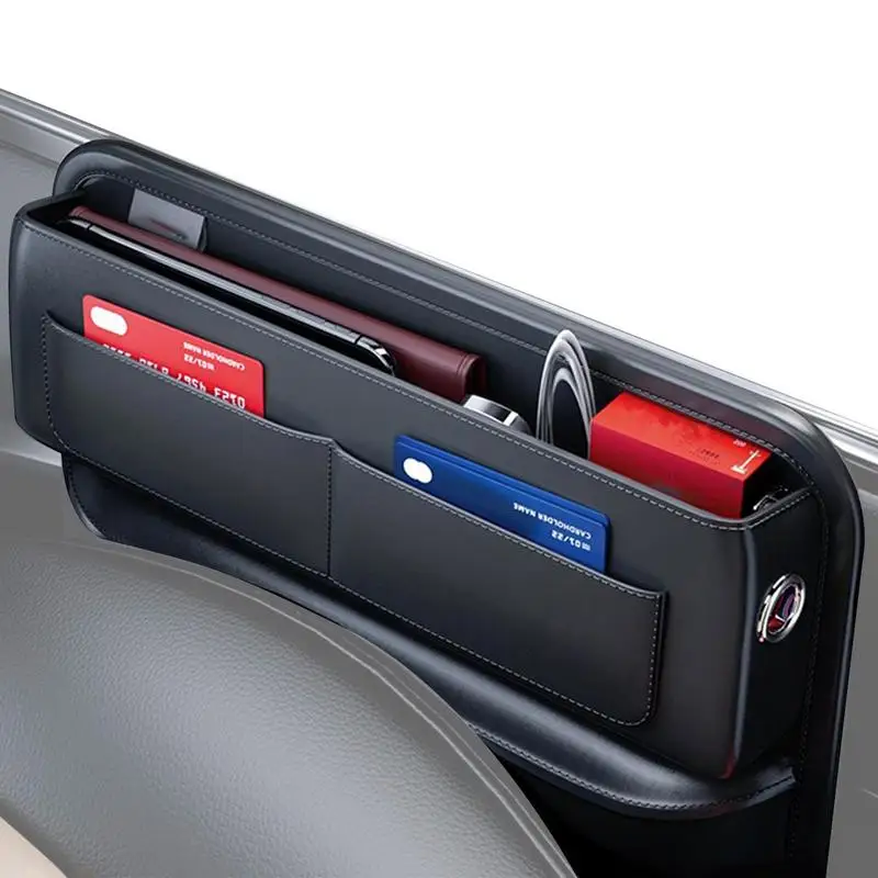 2Pcs PU Leather Car Seat Crevice Storage Gap Filler Pocket Catch Catch