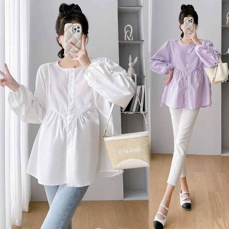 Maternity Clothes Long Sleeve Blouse Nursing Top Lactation Shirt Spring Autumn Casual Female Women Blouse Shirt Top Plus Size