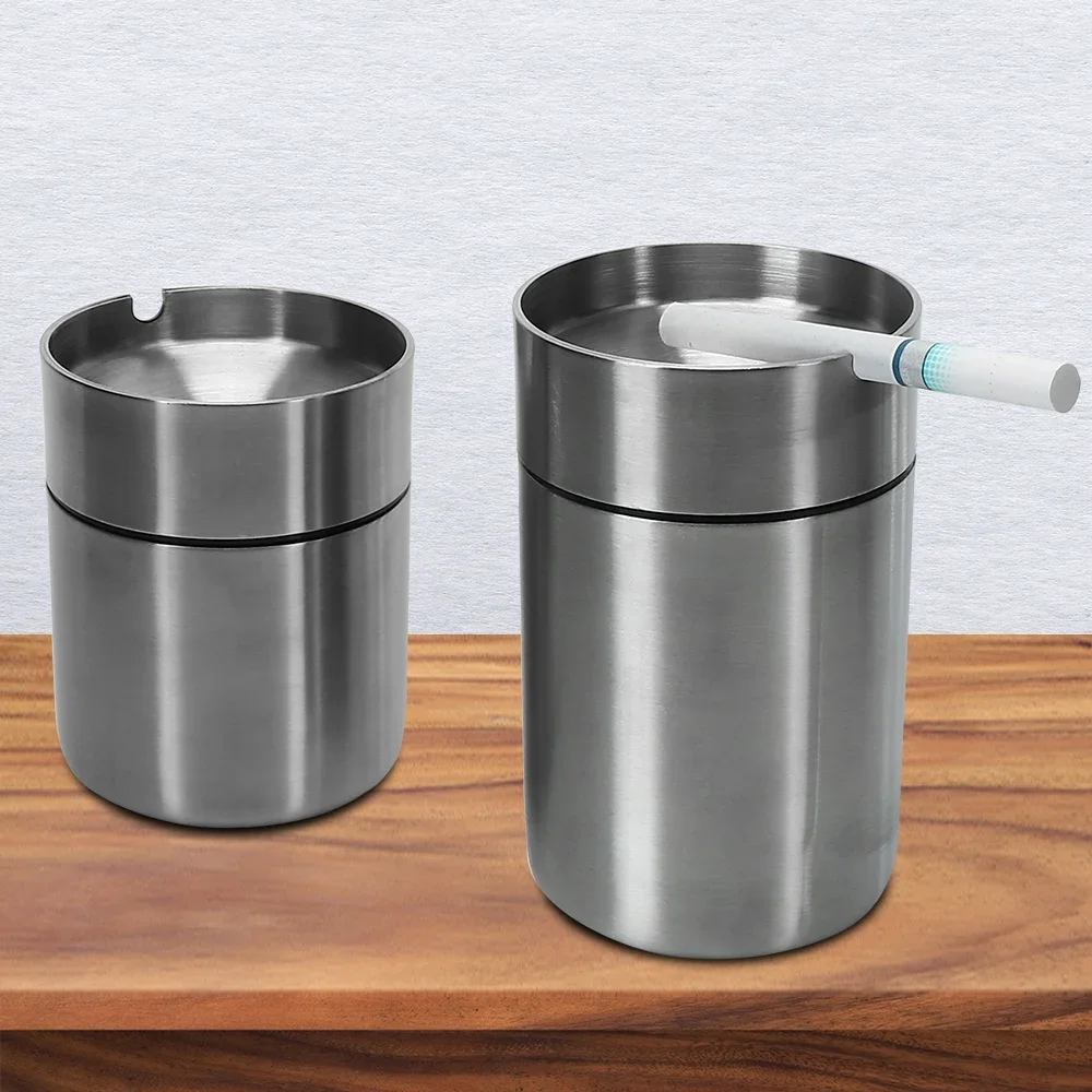 Windproof Desktop Ashtray portable ashtray cigarettes ashtray stainless steel ashtray metal ashtray Driver Detachable Car Ashtray Lid Smokeless Stainless Steel Smoking Accessories