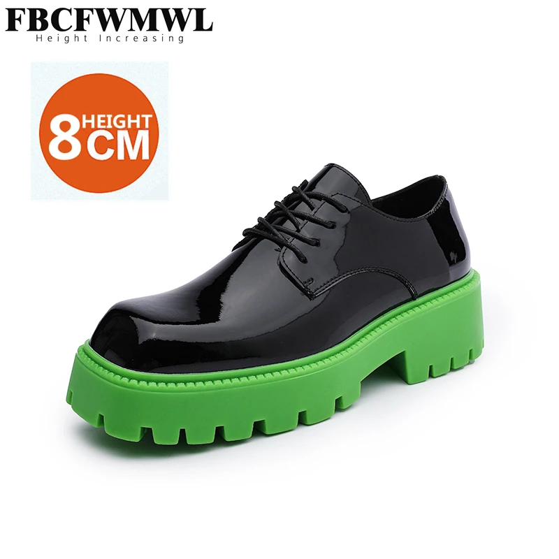 

New Thick Sole Leather Shoes British Style Height Increase Business Shoes For Men Brand Lace-up Office Party Low Top Ankle Boots