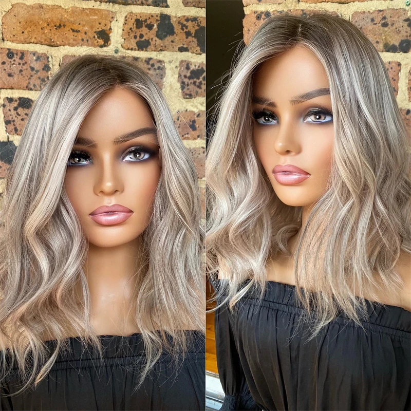 Wigs for Women Shoulder Length Glueless Lace Frontal Wig Pre Plucked Natural Hairline Synthetic Soft Fibre Easy to wear Wigs