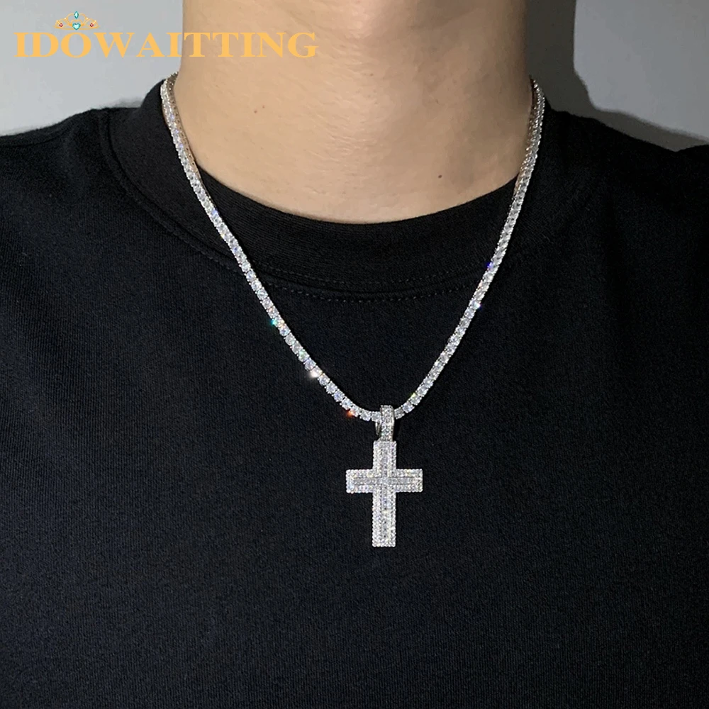 Men Women Sparking Micro Pave 5A Cubic Zirconia CZ With Rope Chain Iced Out Bling Cross Pendant Necklaces Hip Hop Couple Jewelry