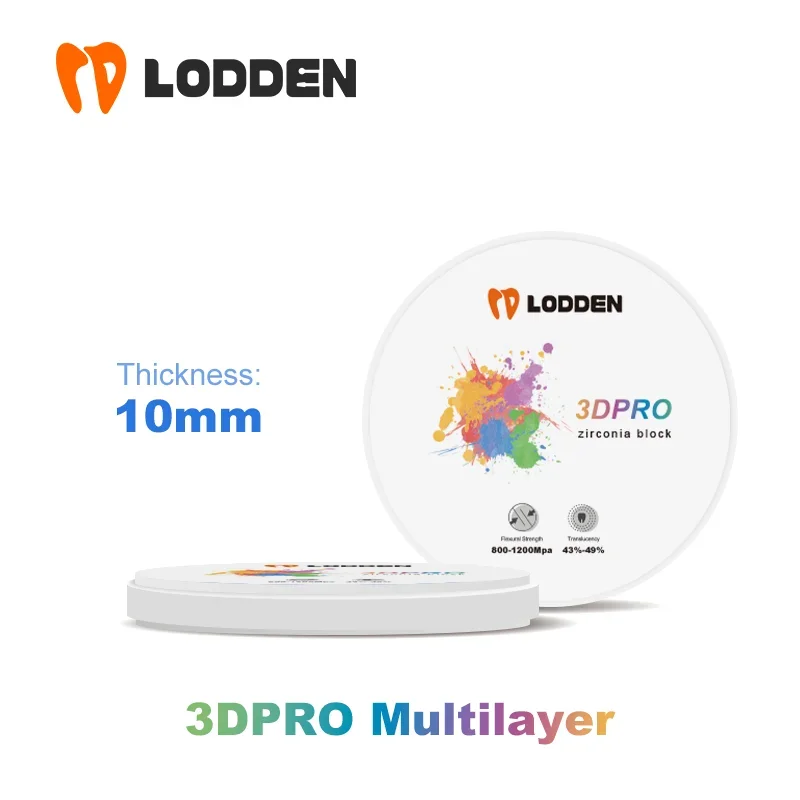 

Lodden Dental Material Zirconia 5-Multilayer Block 98*10mm 3D PRO Multilayer Zirconia Disc Cad Cam Open System Dental Lab use