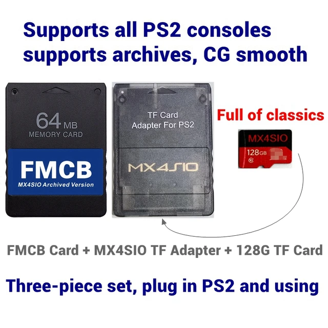 256G/128G/64G Combo + PS2 MX4SIO Dual Slot Edition TF SD Card Adapter For  PS2 + 128M Fortuna FMCB Card For Slim Console OPL1.2.0 - AliExpress